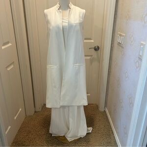 Elegant Ivory Sleeveless Jumpsuit and long vest set in large